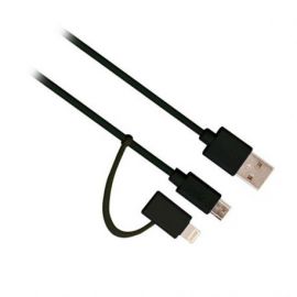 CABLE DATOS EWENT USB A MICRO USB + LIGHTNING 1M