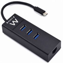 HUB USB EWENT 3 PUERTOS USB 3.1 + RJ45