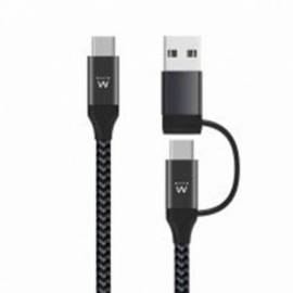 CABLE USB-C M-M CON ADAPTADOR EWENT 1M