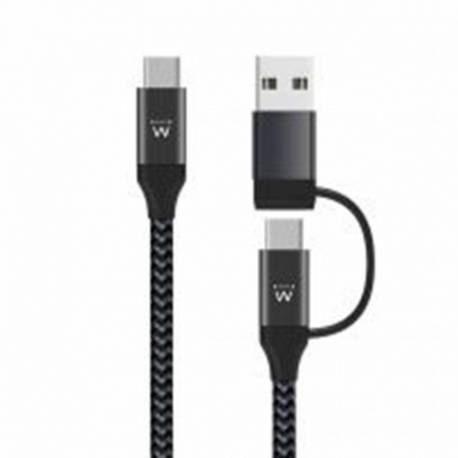 CABLE USB-C M-M CON ADAPTADOR EWENT 1M