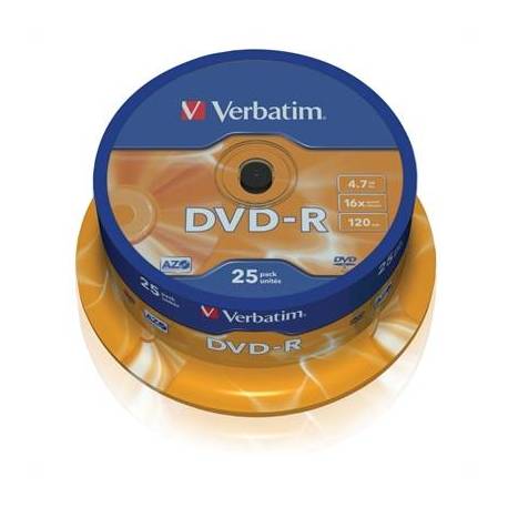 VERBATIM DVD-R 4.7GB 16X TARRINA 25 UNIDADES