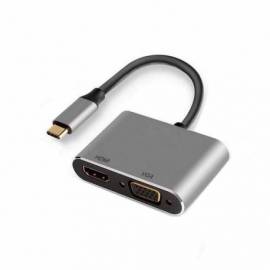 ADAPTADOR EWENT USB TIPO C A HDMI 4K / VGA MACHO HEMBRA