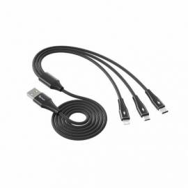 CABLE TRIPLE QCHARX NAPOLI USB-C A LIGHTING + MICRO + USB-C 3A 1.2M