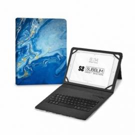 FUNDA + TECLADO SUBBLIM TABLET 11" MARMOL AZUL