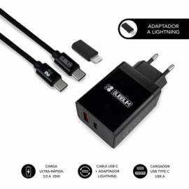 CARGADOR SUBBLIM 25W USB-A A USB-C LIGHTNING