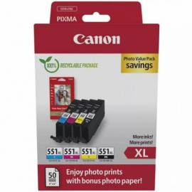 MULTIPACK CANON CLI-551XL BC-C-M-Y + PAPEL