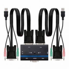 CONMUTADOR KVM NANOCABLE VGA USB 1U - 2PC+CABLE