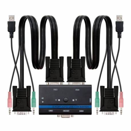 CONMUTADOR KVM NANOCABLE VGA USB 1U - 2PC+CABLE
